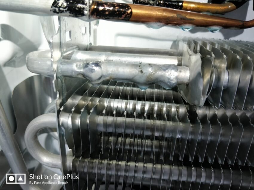 LG Refrigerator Repair, with linear compressor, freon leak on evaporator coil